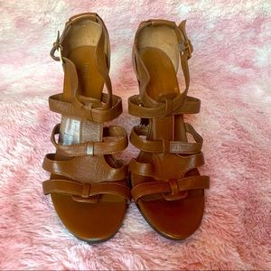 FRANCO FORTINI Brown Strappy Leather Sandals